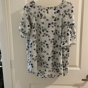 LOFT blouse with ruffle sleeve and tie back